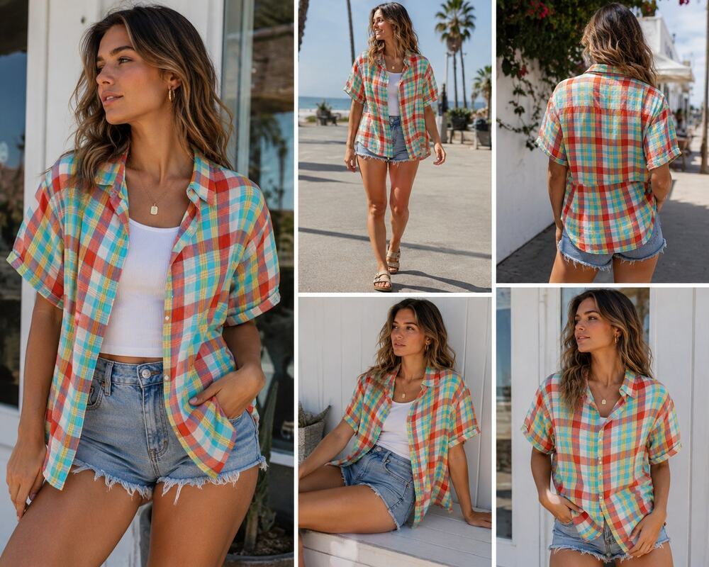 Vintage Guess? Plaid Button-Up  Shirt – Multicolor Check Pattern – Size XL